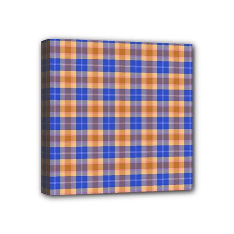 Orange Blue Plaid Mini Canvas 4  X 4  by snowwhitegirl