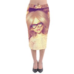 Girls With Glasses Velvet Midi Pencil Skirt by snowwhitegirl