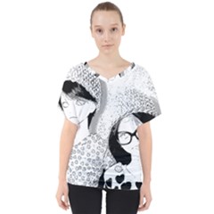 Twins V-neck Dolman Drape Top by snowwhitegirl
