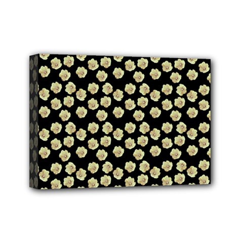 Antique Flowers Black Mini Canvas 7  X 5  by snowwhitegirl