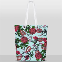 Light Blue Rose Vampire Full Print Rope Handle Tote (small) by snowwhitegirl