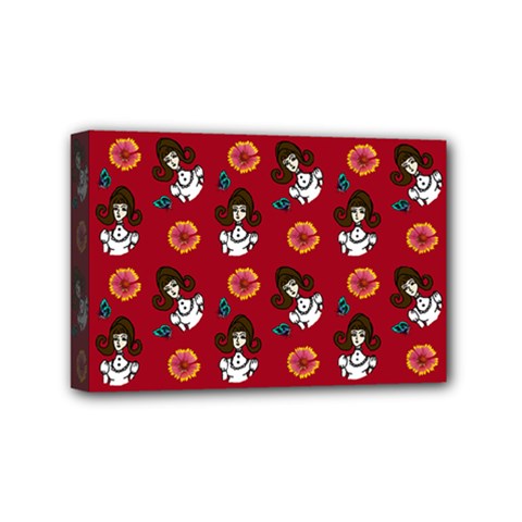 Girl With Dress Red Mini Canvas 6  X 4  by snowwhitegirl