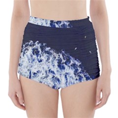 Blue Waves Sea High-waisted Bikini Bottoms by snowwhitegirl