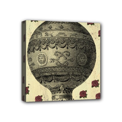 Vintage Air Balloon With Roses Mini Canvas 4  X 4  by snowwhitegirl