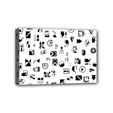 Black Abstract Symbols Mini Canvas 6  X 4  (stretched) by FunnyCow