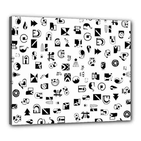 Black Abstract Symbols Canvas 24  X 20  (stretched) by FunnyCow