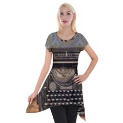 Typewriter Short Sleeve Side Drop Tunic by vintage2030