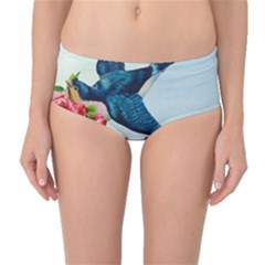 Blue Bird Mid-waist Bikini Bottoms by vintage2030