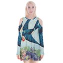 Blue Bird Velvet Long Sleeve Shoulder Cutout Dress View1