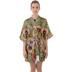 Flower And Butterfly Quarter Sleeve Kimono Robe by vintage2030