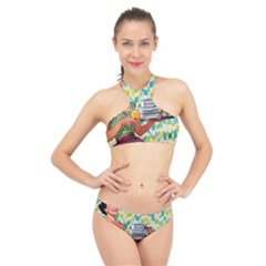 Retro Cokk High Neck Bikini Set by vintage2030