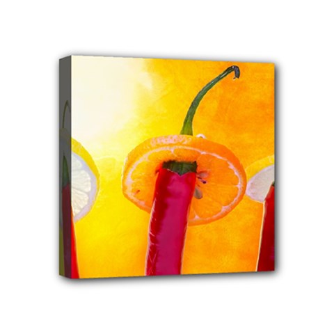 Three Red Chili Peppers Mini Canvas 4  X 4  (stretched) by FunnyCow