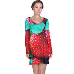 Red Strawberries Long Sleeve Nightdress by FunnyCow