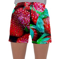 Red Strawberries Sleepwear Shorts by FunnyCow