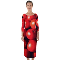 Pile Of Red Tomatoes Quarter Sleeve Midi Bodycon Dress by FunnyCow