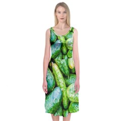 Pile Of Green Cucumbers Midi Sleeveless Dress by FunnyCow