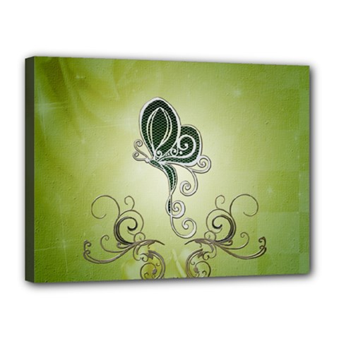 Wonderful Butterlies , Green Colors Canvas 16  X 12  (stretched) by FantasyWorld7