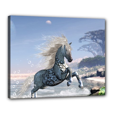 Wonderful Wild Fantasy Horse On The Beach Canvas 20  X 16  (stretched) by FantasyWorld7