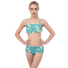 Leaves Dried Leaves Stamping Layered Top Bikini Set by Sapixe