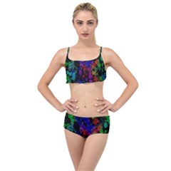 Rainbow Pattern Geometric Texture Layered Top Bikini Set by Sapixe