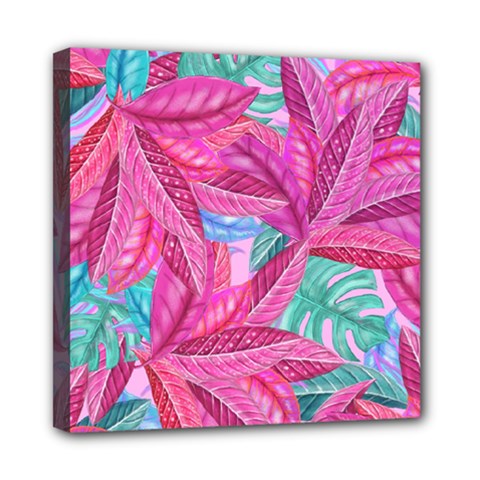 Leaves Tropical Reason Stamping Mini Canvas 8  X 8  (stretched) by Sapixe