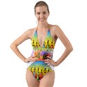 African American Women Halter Cut-Out One Piece Swimsuit View1