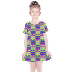 Cartoon Style Marine Life Motif Pattern Kids  Simple Cotton Dress by dflcprints