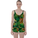 Tropical Pelican Tiger Jungle Black Tie Front Two Piece Tankini View1