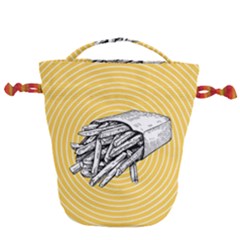 Pop Art French Fries Drawstring Bucket Bag by Valentinaart