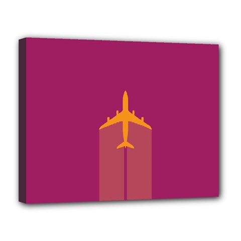 Airplane Jet Yellow Flying Wings Canvas 14  X 11  (stretched) by Nexatart