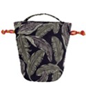 Jungle Leaves Tropical Pattern Drawstring Bucket Bag View2