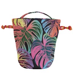 Leaves Tropical Jungle Pattern Drawstring Bucket Bag by Nexatart