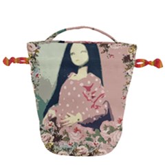 Rose Floral Doll Drawstring Bucket Bag by snowwhitegirl