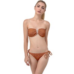 Bold  Geometric Yellow Circles Sm Twist Bandeau Bikini Set by BrightVibesDesign