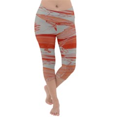 Orange Swirl Lightweight Velour Capri Yoga Leggings by WILLBIRDWELL