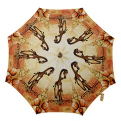 Cute Giraffe Mum With Funny Giraffe Baby Hook Handle Umbrellas (medium) by FantasyWorld7