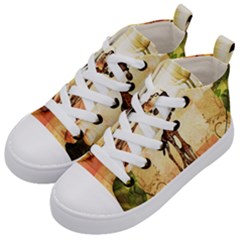 Cute Giraffe Mum With Funny Giraffe Baby Kid s Mid-top Canvas Sneakers by FantasyWorld7