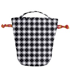 Square Diagonal Pattern Seamless Drawstring Bucket Bag by Nexatart