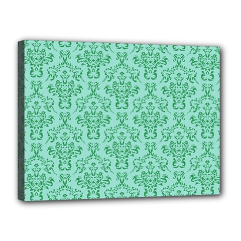 Victorian Teal Ornamental Canvas 16  X 12  (stretched) by snowwhitegirl