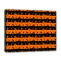 Dark Pumpkin Orange and Black Halloween Nightmare Stripes  Canvas 14  x 11  (Stretched) View1