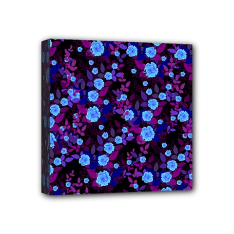 Purple Blue  Roses Mini Canvas 4  X 4  (stretched) by snowwhitegirl