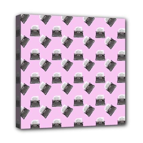 Retro Typewriter Pink Pattern Mini Canvas 8  X 8  (stretched) by snowwhitegirl