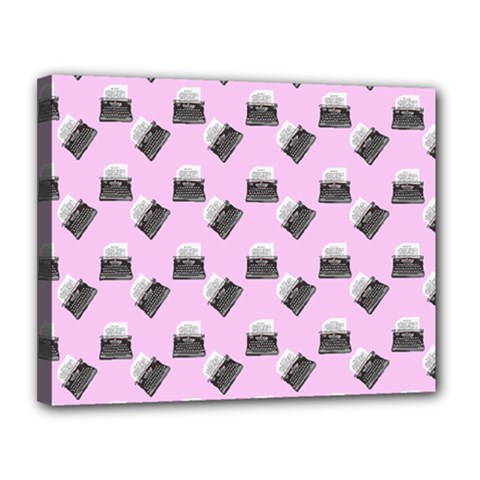 Retro Typewriter Pink Pattern Canvas 14  X 11  (stretched) by snowwhitegirl