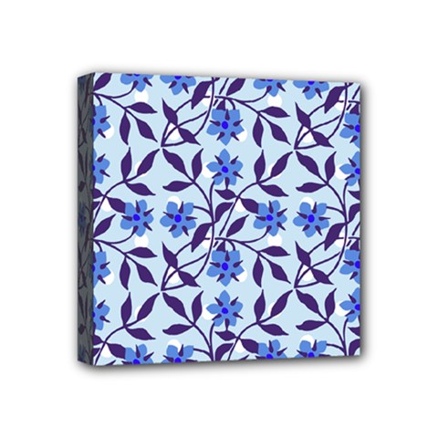 Blue Dot Floral Mini Canvas 4  X 4  (stretched) by snowwhitegirl