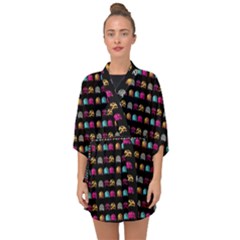 Eighties Bugs Half Sleeve Chiffon Kimono by snowwhitegirl
