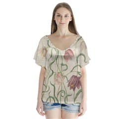 Vintage 1181683 1280 V-neck Flutter Sleeve Top by vintage2030