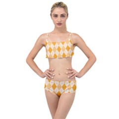 Argyle Pattern Seamless Design Layered Top Bikini Set by Sapixe