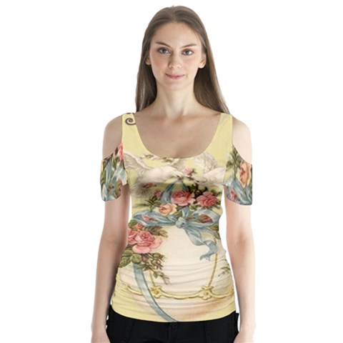 Easter 1225798 1280 Butterfly Sleeve Cutout Tee  by vintage2030