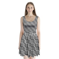 Basket Black Lines Stripes White Split Back Mini Dress  by Sapixe