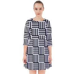 Basket Black Lines Stripes White Smock Dress by Sapixe